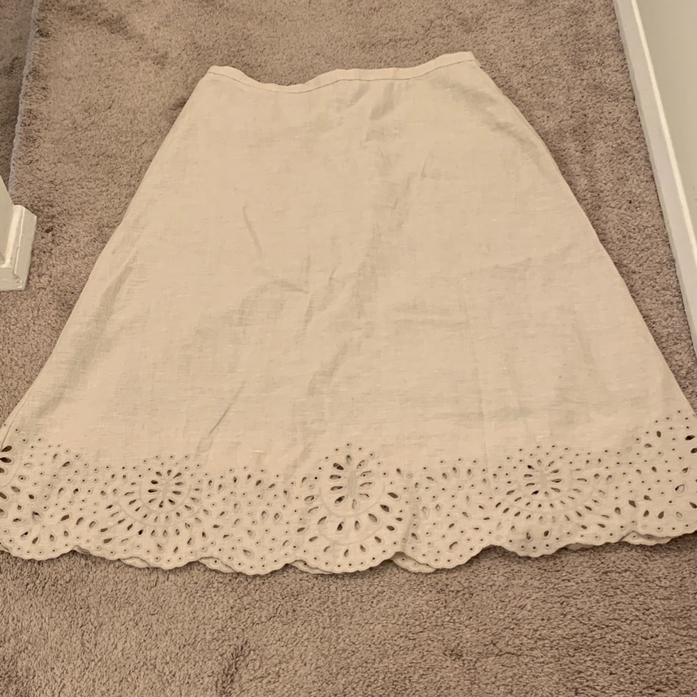 Talbots Cream Eyelet-Trim A-Line Skirt